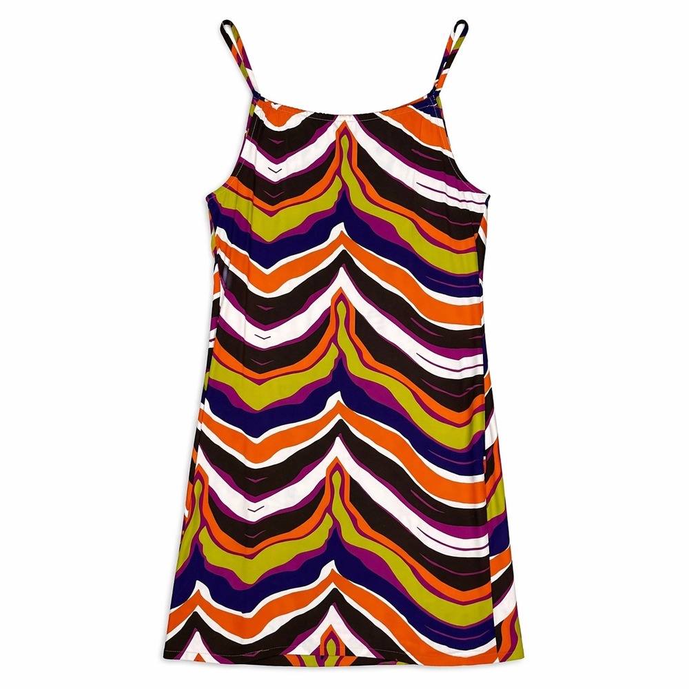 Melissa Odabash Silky Dress Multicolor Chevron Mini‎ Dress Small NWT